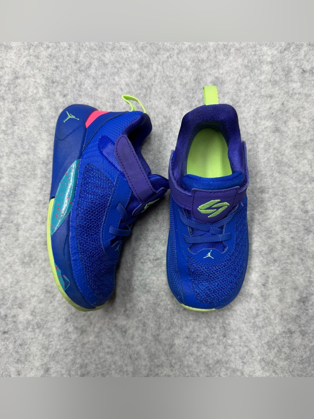 Jordan Luka 1 TD Low Top Basketball Shoes Blue Lime Green Toddler Size 9C Eu 26